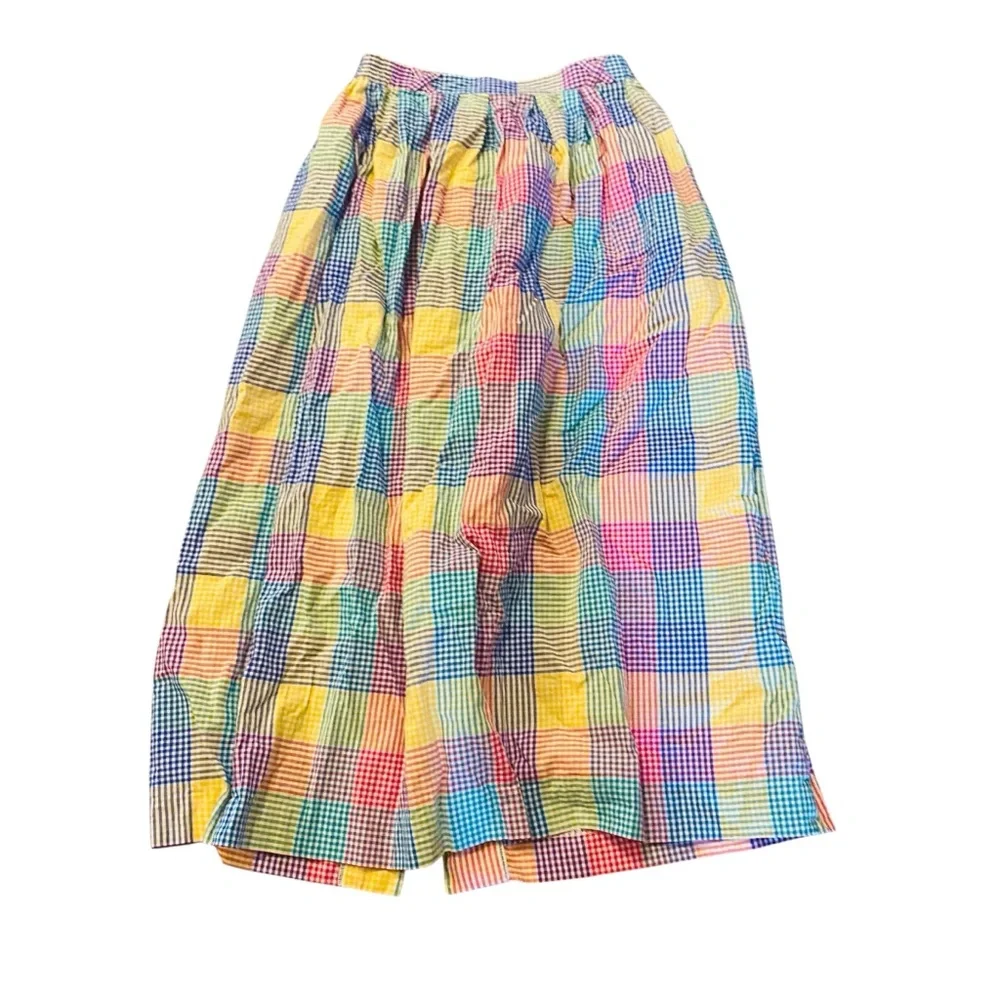David Brooks Gingham Pleated Skirt Womens 10 Y2K Cottage Granny Brandy Bunch 80s - Picture 3 of 5